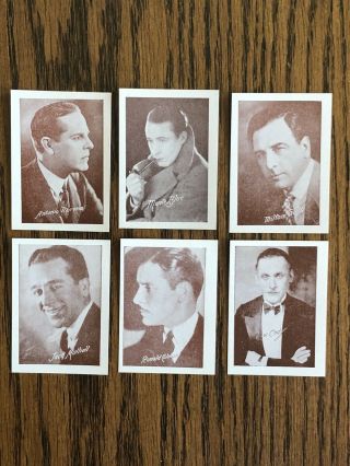 Six Rare 1920’s American Novelty Company Detroit,  Paper Stock Actor Cards