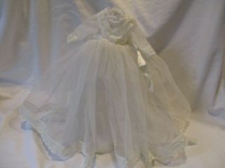 Vintage Antique Madame Alexander Doll 15 " To 16 " Doll Lace Net Wedding Dress