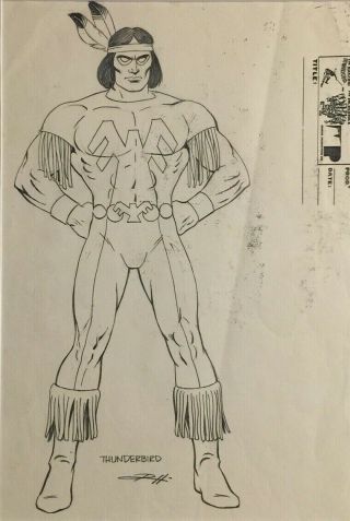 Rare Orig X - Men Cartoon Russ Heath Character Design Art Thunderbird Front 1987