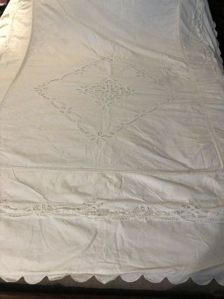 Vintage Battenburg White Cotton Lace Twin Duvet Cover