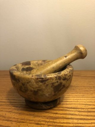Vintage Marble - Stone Mortar 4” And Pestle 4” Apothecary Rare