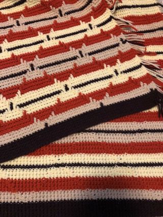 Charity Benefit Vtg 64 X 58 " Handmade Crochet Afghan/throw Orange Yellow Black