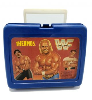 Rare Vintage Wf Hulk Hogan Blue Plastic Lunch Box No Thermos Titan Sports 1986