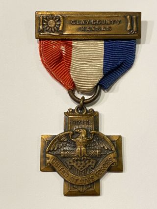 Wwi Army Clay County Kansas Medal 1917 - 1918 Rare Exc
