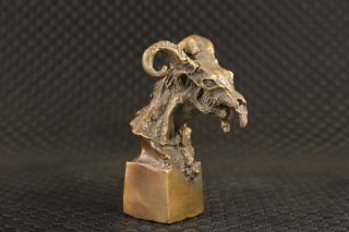 Chinese Bronze Handmade Casting Devil Sheep Statue Figure Collectable