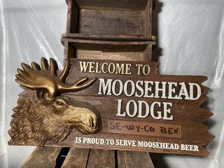 Vintage Moosehead Beer 3 - D Back Bar Lodge Sign Cabin Northwoods Man Cave Rare