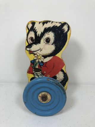 Vintage Gong Bell Push Toy.  Rare