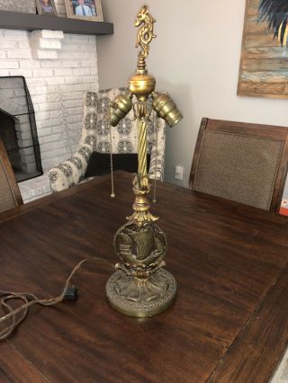 Antique Vintage Armada Galleon Table Lamp Solid Brass Art Deco 1920’s—rare