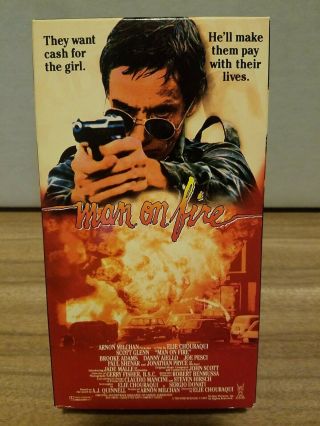 Man On Fire (vhs,  1987) Vestron Video Rare Oop Action