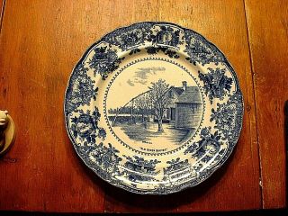 Antique W Adams Staffordshire B&w Plate For Cham Frye Scituate Mass