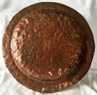 RARE VINTAGE 1920 ' s MISSION - ARTS & CRAFTS HAMMERED HEAVY COPPER CHARGER / TRAY 2
