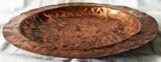 RARE VINTAGE 1920 ' s MISSION - ARTS & CRAFTS HAMMERED HEAVY COPPER CHARGER / TRAY 3