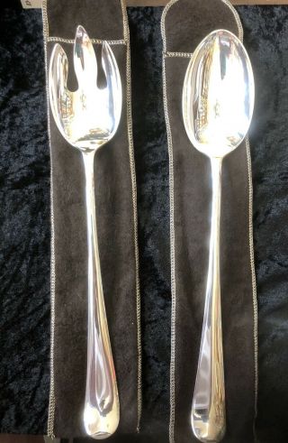 Vintage Gerity Large 13 " Silver Plate Serving Spoon And Fork Set G 48