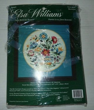 Vintage Elsa Williams Bedford Basket Crewel Embroidery Kit 00469 Rare