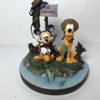 Rare Charles Boyer Gone Fishing Mickey Mouse & Pluto Figurine