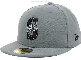 Rare $35 Era 59fifty Seattle Mariners Fitted Hat Grey Gray Black White 7 1/8