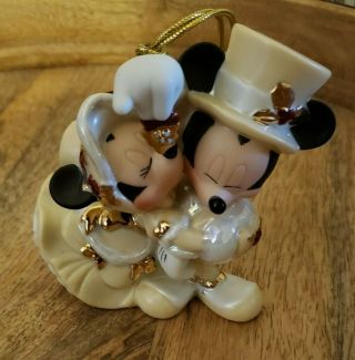 Rare Disney Parks Victorian Ceramic Christmas Ornament - Mickey And Minnie Mouse
