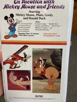 Rare 1983 Walt Disney On Vacation With Mickey Mouse And Friends VHS W/ Insert 2