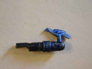 Antique Bird Whistle,  1 3/4 Inch Metal,  Bird Figurine Atop Whistle