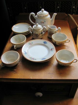 Antique 12 Piece Childs Porcelain Tea Set