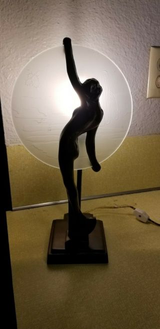Rare Antique Silhouette Art Deco Nude Lady Lamp Frankart Sarsaprilla