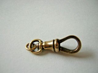 Rare Hallmarked 9k Gold Dog Swivel Clasp For Gold Watch Chain,  3/4 ",  Jump Ring