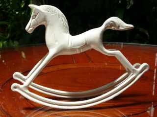 Collectible Vintage Cast Metal White Rocking Horse Toy Ornament