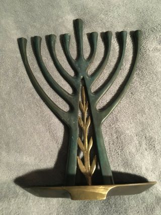 Pal Bell bronze Patina Hanukkah menorah early Israeli c.  1950 Rare Piece of Art 2
