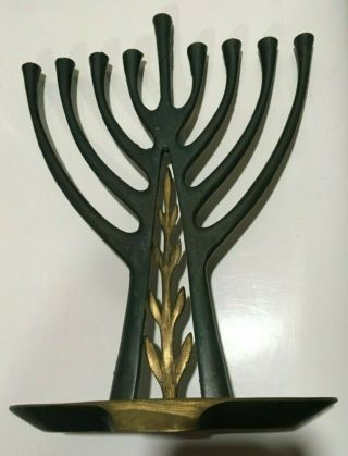 Pal Bell bronze Patina Hanukkah menorah early Israeli c.  1950 Rare Piece of Art 3