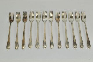 1847 Rogers Bros Is Silver Lovelace Pattern Grill Dinner Forks 7 - 3/4 Inch 12 Set