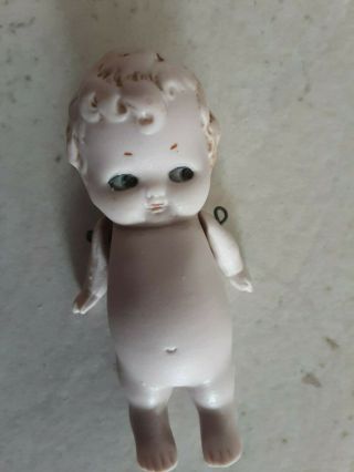 3 " Antique German All Bisque Side Glancing Chubby Character Baby,  Marked Germany