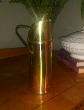 Polished Brass & Copper Hearth Long Match Bucket,  Fireplace Cabin Woodstove