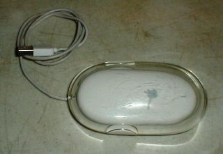 Rare Apple Computer Wired Mouse White - Clear Case Usb Mac M5769