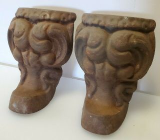 2 Antique Ornate Cast Iron Stove Tub Feet