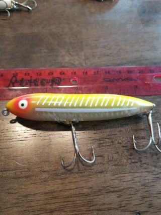 Vintage Heddon Zara Spook Lure Xry Yellow Shore Swayback Highly Collectible