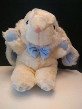 Vintage Rare Cute Vtg Main Joy Jumbo Bunny Rabbit Plush Blue Bow 15 "
