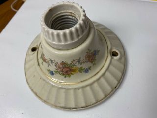 Vintage Ceramic Porcelain Ceiling Light Fixture Floral Design Flowers
