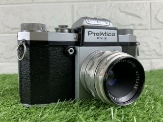 Praktica Fx 2 35mm German Slr Camera W/zeiss Tessar 2.  8/50 Lens Rare,