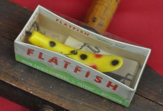 Vintage Helin Tackle Co.  U20 Flatfish Wood Crank Bait With Box & Instr