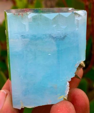 724 C.  T Natural Very Rare Black Sign Inclusion In Blue Gemmy Aquamarine Crystal