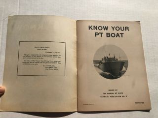 Rare 1945 US Navy Know Your PT Boat Booklet Given to Sailors 2