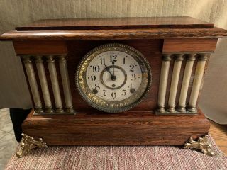 Antique Rare Seth Thomas Adamantine Mantel Clock Perfect