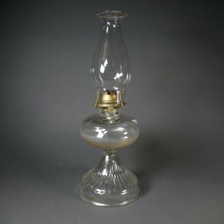Antique Vintage Clear Glass & Eagle Brass Kerosene Oil Lamp 18 " H