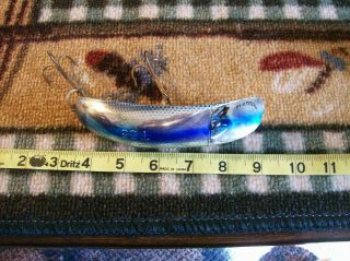 Vintage T 55 Flatfish Musky/pike Lure Blue/chrome 6 Inches 1.  3 Ounce