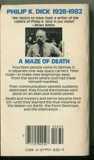 Philip K.  Dick A MAZE OF DEATH First DAW Printing,  rare1983 Mass Market Paper 2