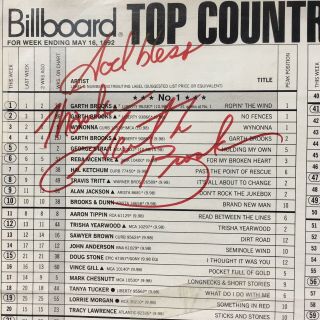 GARTH BROOKS Signed Autographed 1992 BILLBOARD Page - RARE UNIQUE 1 OF A KIND 2