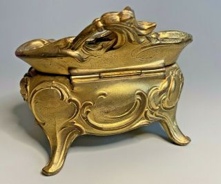 Antique Art Nouveau Lined Gilt Footed Casket Trinket Jewelry Box W.  B.  Mfg Co 347 3