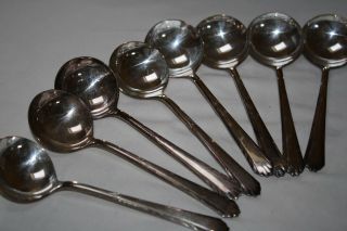 National Silver Co.  Triple Plate " Nts16 " (8) Bouillion Small Soup Spoons 5 1/8 "