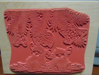 Rare Stampablities House Mouse Wood Stamp Christmas Cookie Eaters HMTR1023 2
