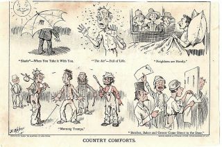 Rare 1925 Puck Frederick Burr Opper Illustration Litho Cartoon Country Comforts